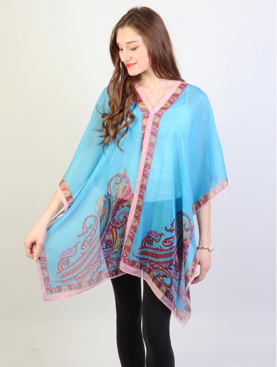 Reversible Pearl Chiffon Top with Paisley Border